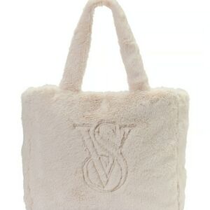 Victoria's Secret Cream Faux Fur Tote Bag